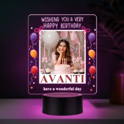 Personalized Birthday UV Print 7-Color LED Lamp – Custom Photo & Name Acrylic Light